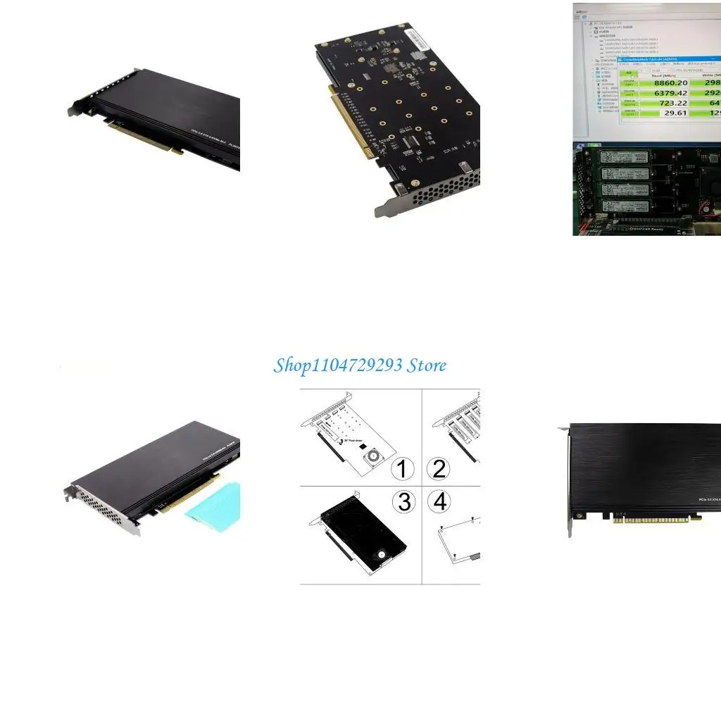 Y2GD PCIe X16 to 4 Port  NVMe Expansion Card PCIExpress3.0 x16  NVMe SSD Adapte