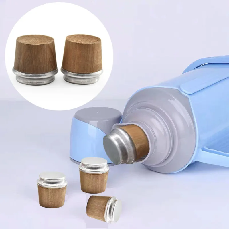 

2Pc Wood Thermos Stopper Natural Safe Cork Plug Vacuum Flasks Seal Cork Plug Vials Lid Containers for Replace Kettle Accessories