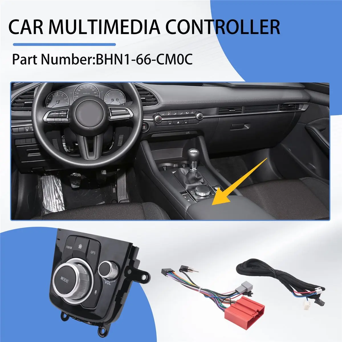 #68G Console Control Switch,Car Console Control Switch Console Controllor Button for Mazda (Black)