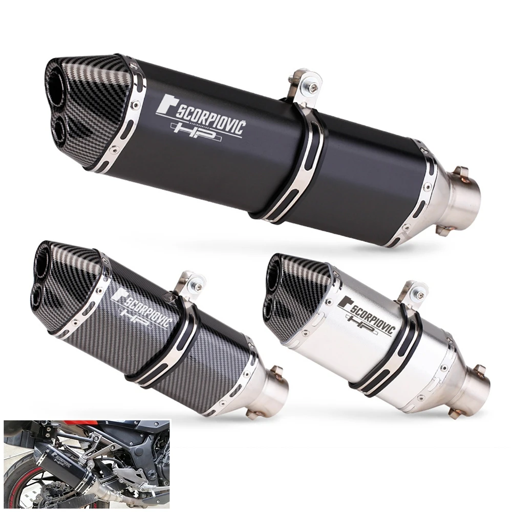 

51MM Universal Motorcycle Exhaust Pipe Muffler For NINJA400/250 Z400 Z900 R3 R6 R25 MT07 MT09 Force155 ZX6R NC750X CBR650 GSX250