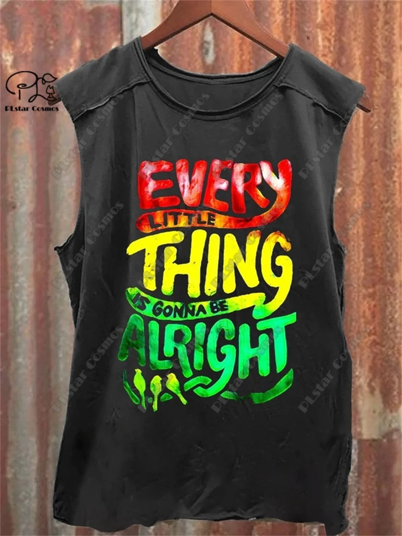 New Women's 3D Printed Every Little Thing Gonna Be Alright Series Multi-Color Art Print Casual Round Neck Sleeveless Vest  3