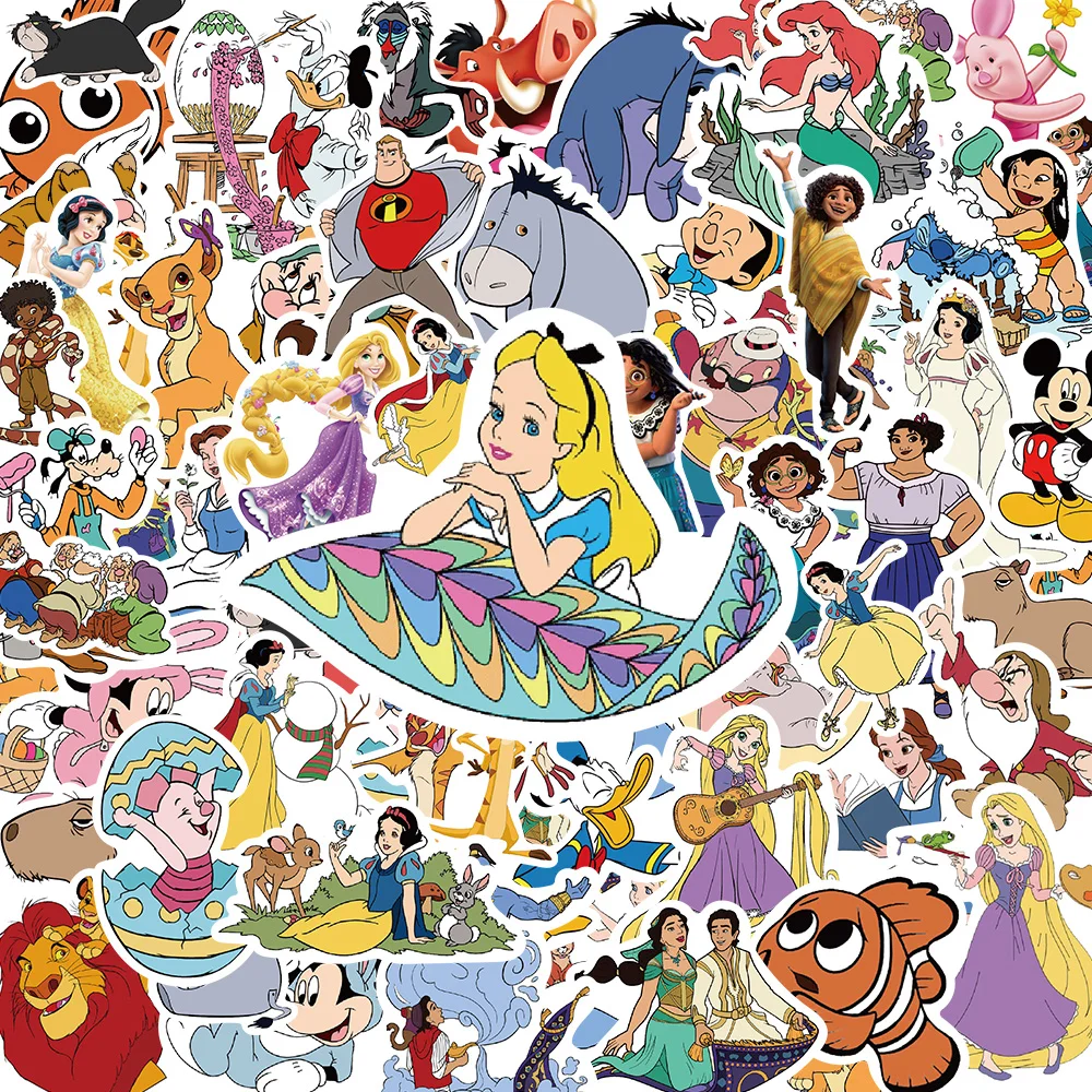 

10/30/50/100pcs Mix Anime Disney Cartoon Stickers Cute Princess Stitch Mickey Graffiti Decals Sticker Stationery Suitcase Bike