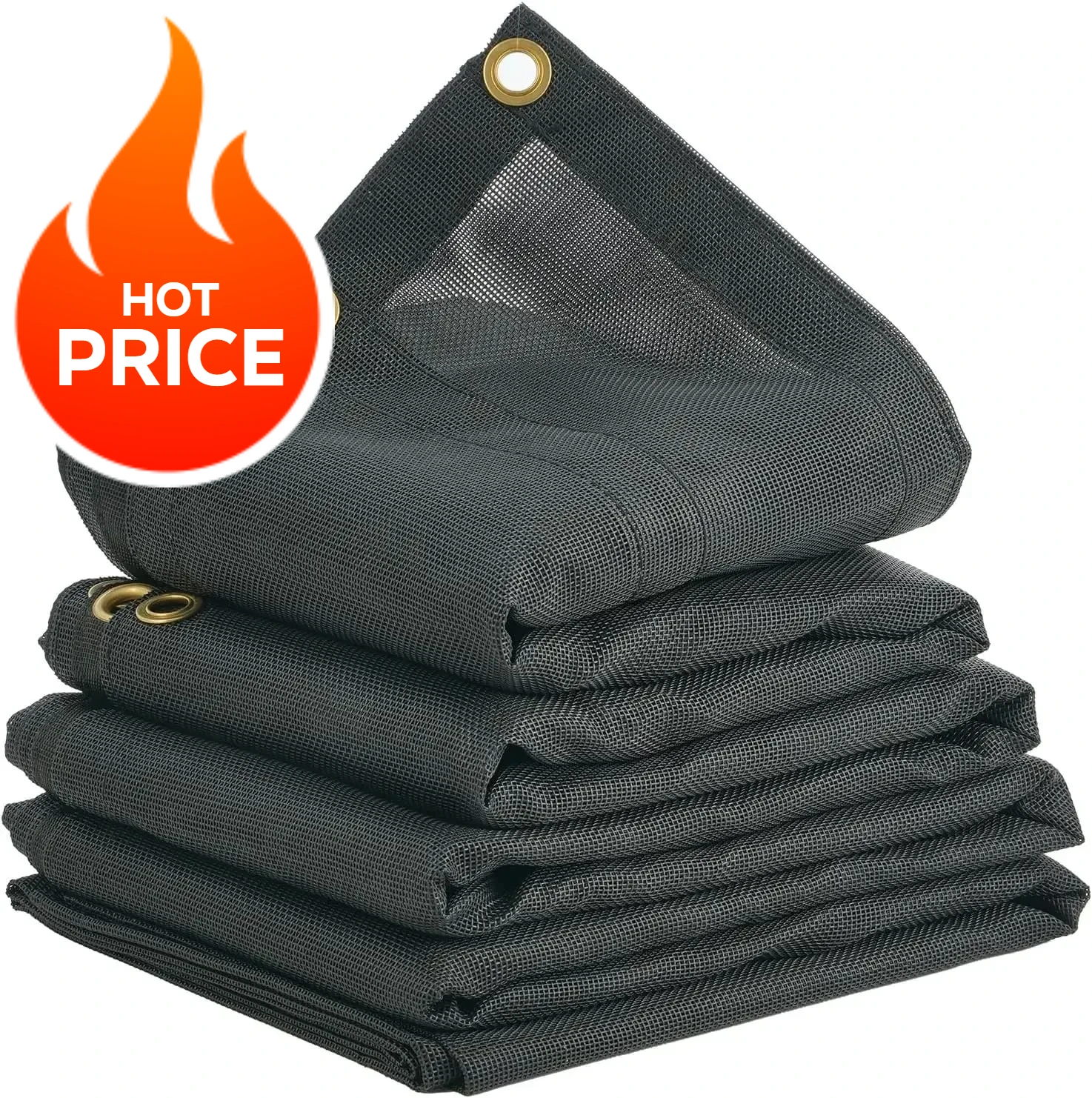 Lona de malha para caminhão basculante, 7,5 x 18 pés, capa resistente preta revestida de PVC com bolso duplo de 5,5" e 18 onças