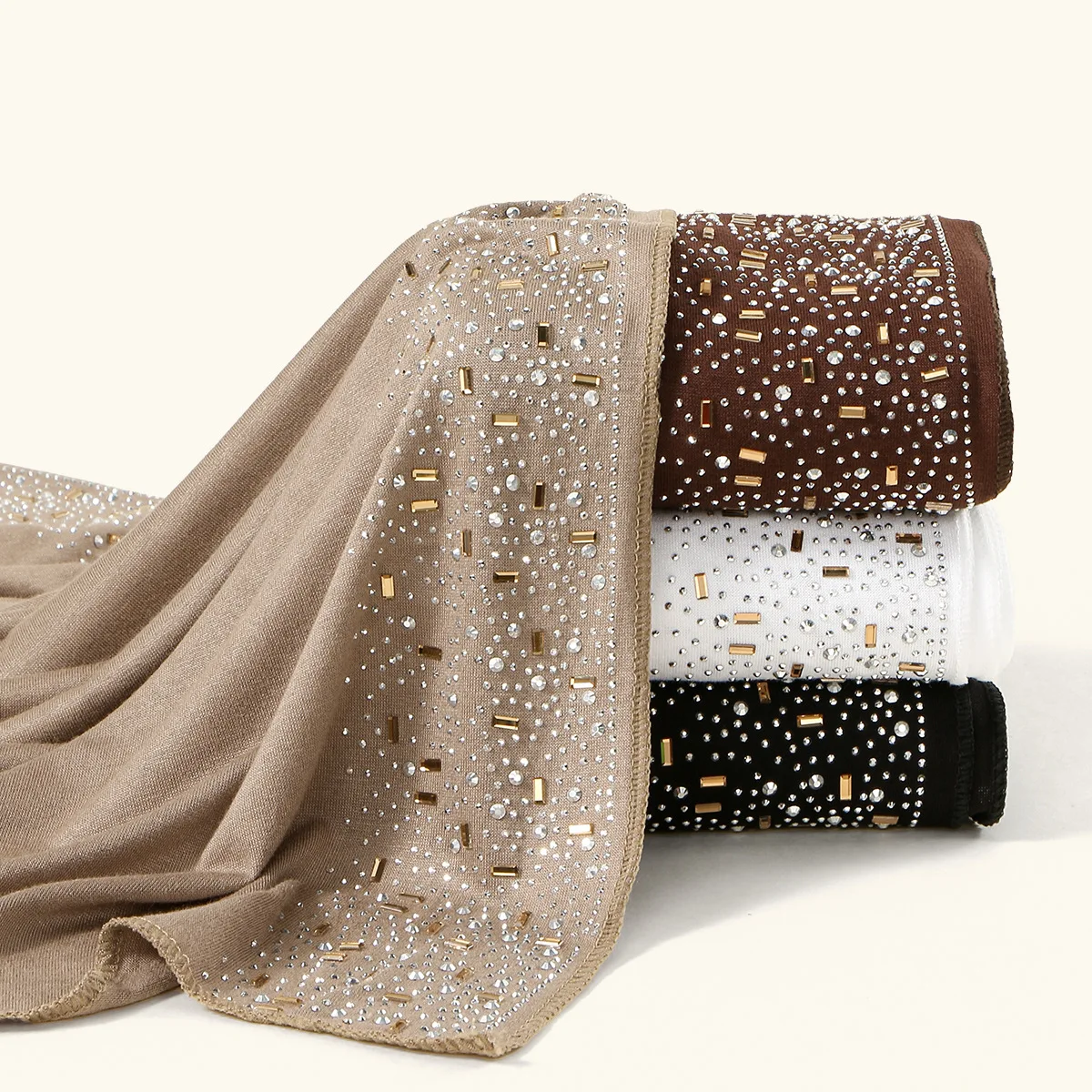 Mode Diamanten Lange Sjaal Vrouwen Moslim Hijab Sjaals Zachte Tulband Sjaal Hoofdband Bandana Bufanda Wraps Foulard Turbante Mujer