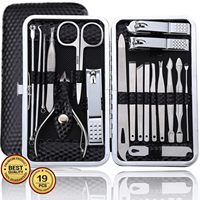19pcs Nail Clippers Manicure Tool Set With Portable Travel Case Cuticle Nippers And Cutter Kit To Remove Dead Skin Grooming Kit