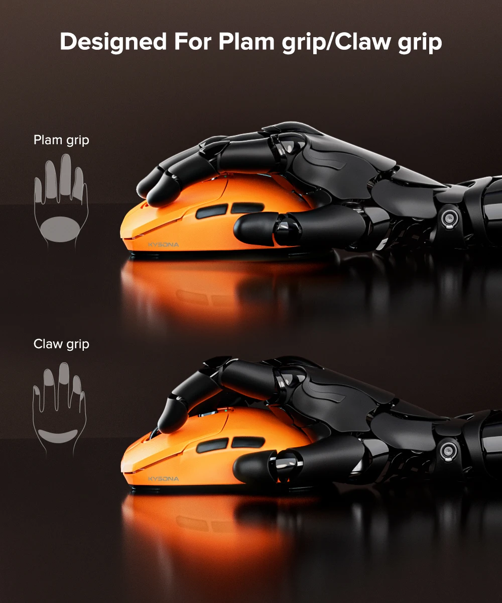 KYSONA Uranus Pro Wireless Gaming Mouse 54g PAW3395 Lightweight 8KHz Polling Rate 26000DPI Ultimate Optical Sensor For Laptop PC