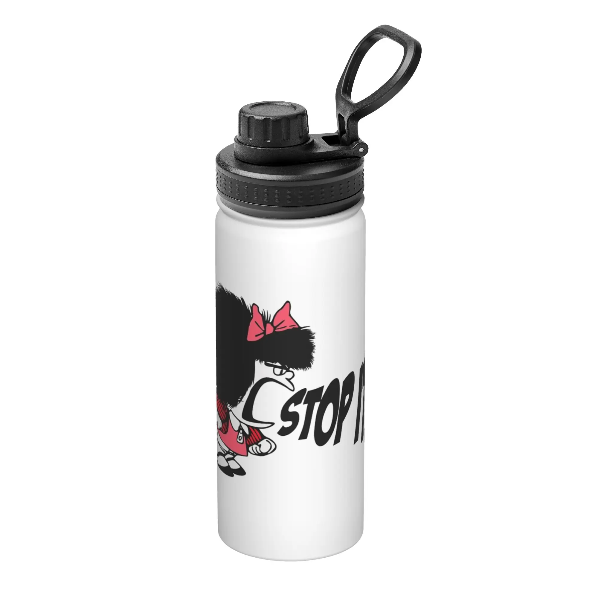 Cartoon M-Mafaldas 18OZ Sports Insulated Kettle Comics Thermal Cup Stainless Steel Outdoor Mug Spill Proof