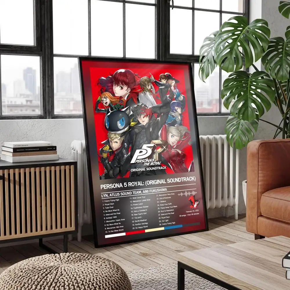 Poster Peelable Self-Adhesive Album Cover Poster Stickers, Frameless Wall Art for Singer Band Pop Rap Bedroom P-Personas 5 Game