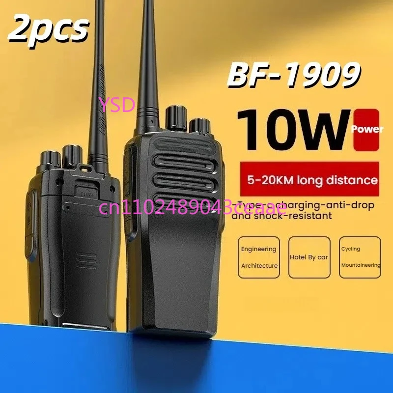 2pcs BaoFeng BF-1909 Walkie Talkie 10W High Power Professional Penetrating Radio Supports Type C Charge Long Range Powerful Port