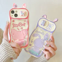 3D Disney StellaLou LinaBell Quicksand Phone Case for IPhone 15 14 13 12 11 Pro Max Plus Silicone Anti-fall Back Cover