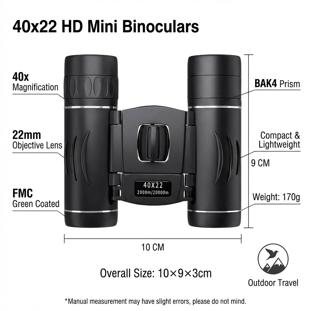 40x22 HD Leistungsstarkes Fernglas 2000M Reichweite Faltbares Mini-Teleskop BAK4 FMC Optik für Jagd Sport Outdoor Camping Reisen – Detail 5