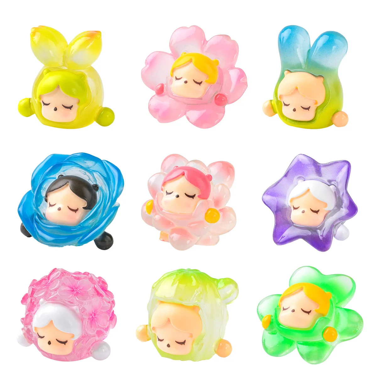 9 قطعة/المجموعة زهرة الجنية الشكل لعبة مضيئة سلسلة تمثال صغير سطح المكتب الديكور نموذج الحلي لعب الفتيات هدايا عيد الميلاد #6