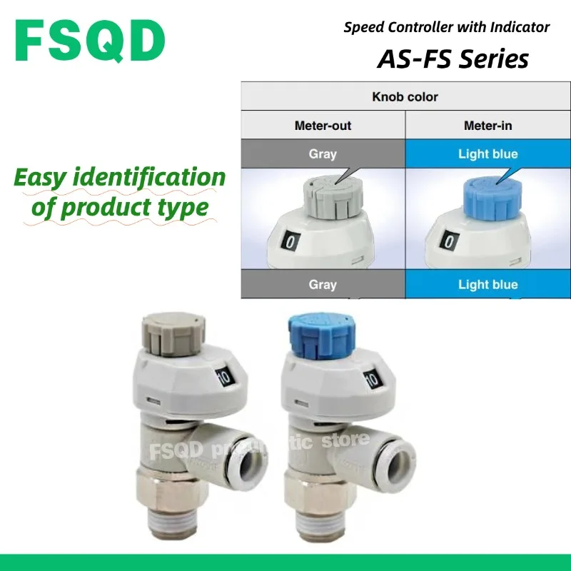With Small Scale Speed Control Valve AS1211FS-M5-04A AS1211FS-M5-06A AS2211FS-01-04SA 06SA 08SA 10SA 12SA AS3211FS AS4211FS