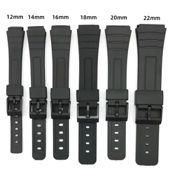 12/14/16/18/20/22mm Silicone Rubber Strap for Casio W800H W800H A158/168 AE1200/1300 Watchband for SGW400 F91W F84 F105/108 Brac