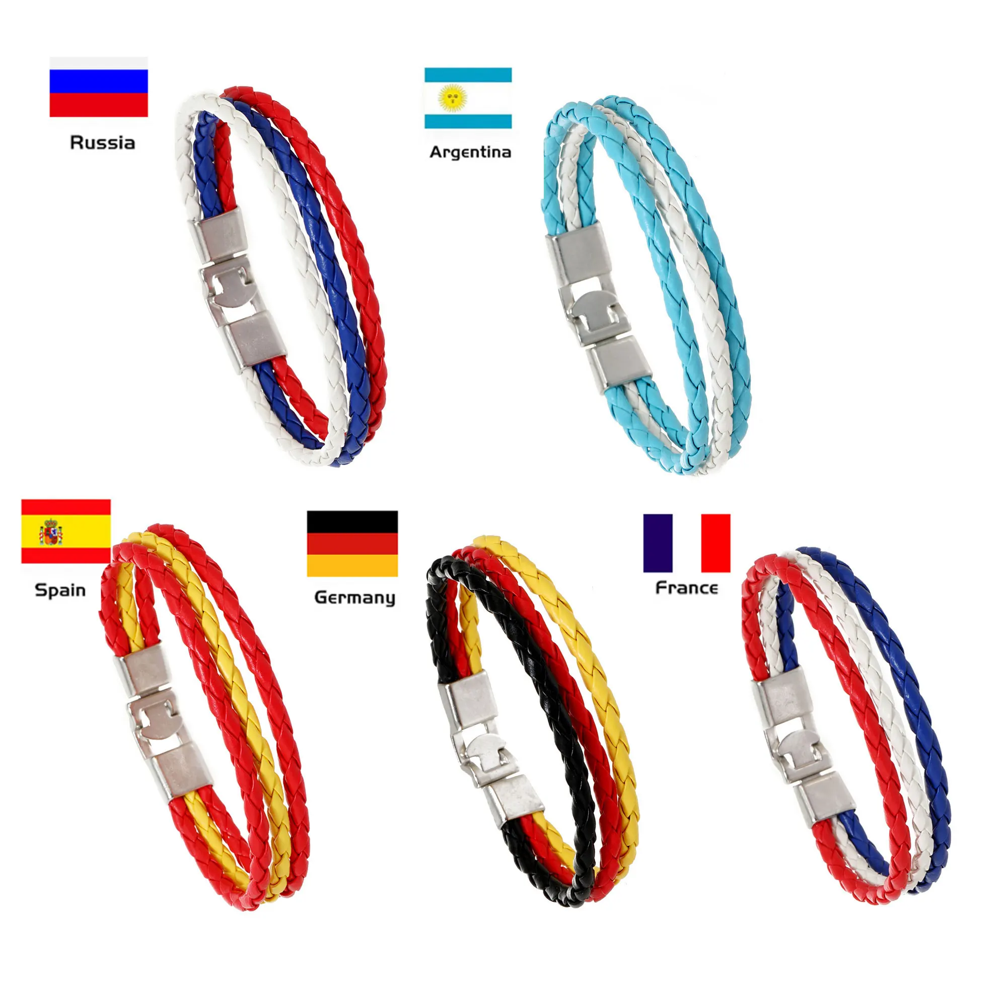 

Браслет С Национальным Флагом National Flag Leather Bracelet Russia Spain France Argentina Football Unisex Fans Bangle Jewelry