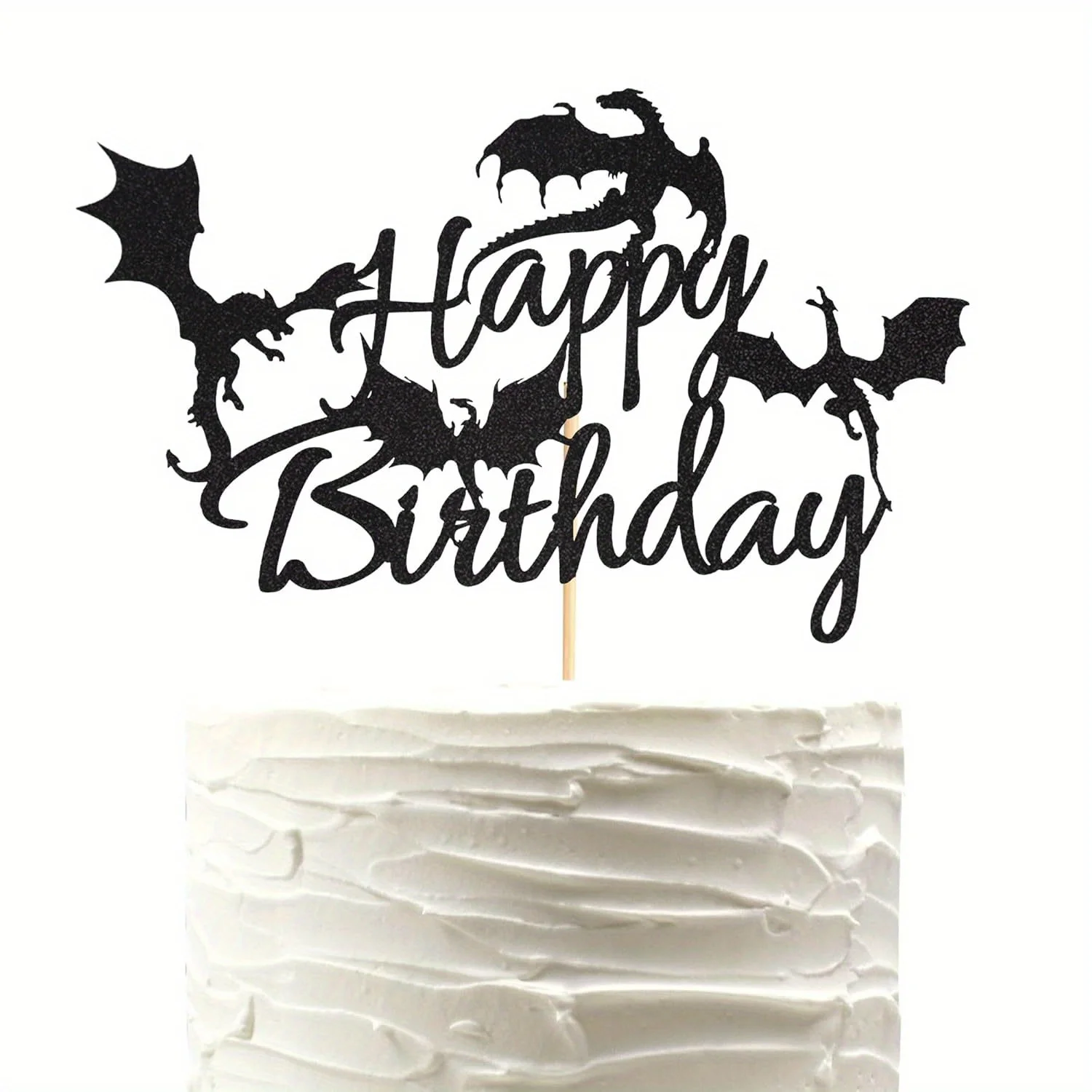 1 Pc Dragon Happy Birthday Cake Topper Dragon Cake Pick Decoration for Dragon Theme Birthday Party Decoration Supplies