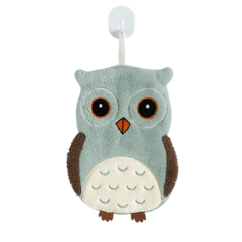 

Soft Owl Hand Towels Super Absorbent Cute Cartoon Design Bathroom Kerchief Thickened Coral Fleece Cleaning Cloth Kitchen Home