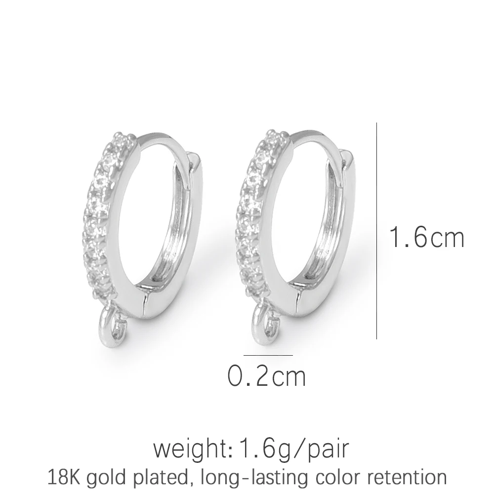 1 Pair Earring Hooks Brass With Zircon 18K Gold/ Rhodium Plated Earwires Fastener DIY Earring Jewelry Making Accessories