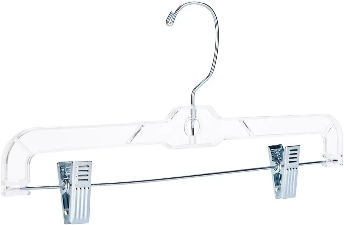 

20 Pack Clear Plastic Skirt & Pants Hangers with Clips - Durable, Space-Saving Closet Organizers
