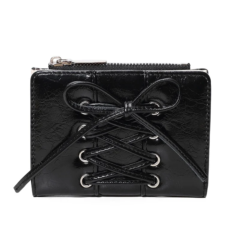 Minimalist Style Bow Short Wallet Multi-Functional Large Capacity Zipper Card Coin Purse Perfect Gift