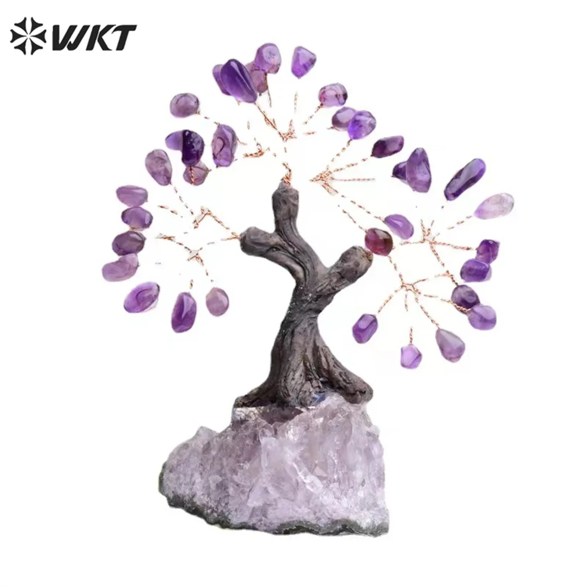 

WT-G314 WKT Wholesale Natural Amethysts Tree Citrines Crystal Gravel Flower Tree Crafts Office Home Fortune Tree Ornament