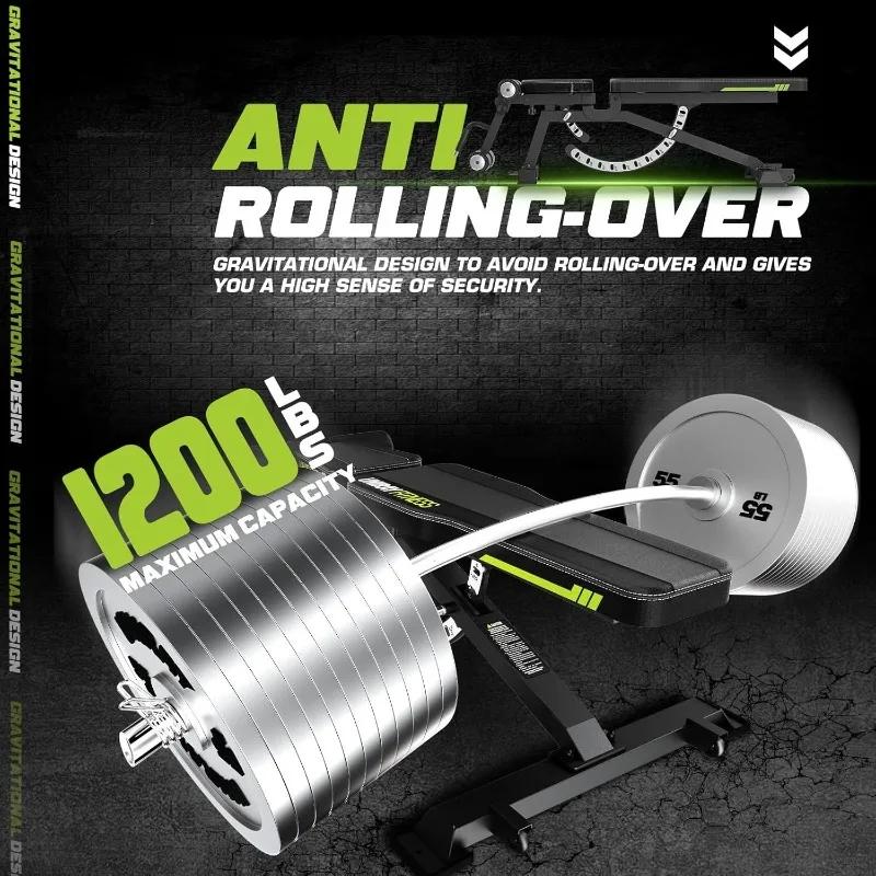 Weight Bench, Workout Bench for Home Gym with 1200LBS Weight Capacity, Adjustable Back/Seat/Foot Hook for Bench Press Strength T