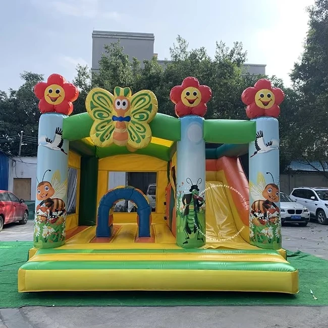 Commercial Cheap Indoor Jungle Bouncy House Carton Inflatable Castle with Slide Kids Bounce House for Kids and Adult