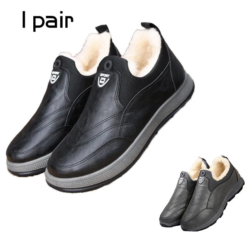 Men's Snow Boots Piled and Thickened Middle-aged and Elderly Cotton Boots New Cotton Shoes Waterproof and Thickened Cotton Shoes