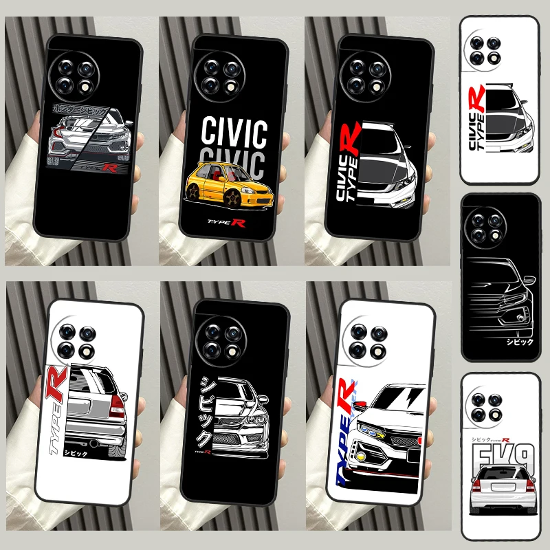 JDM Type R Civic Sport Car Case For OnePlus Nord CE 2 Lite 2T N10 N20 Cover For OnePlus 11 10 9 Ace Pro 8T 9R 10T 9RT