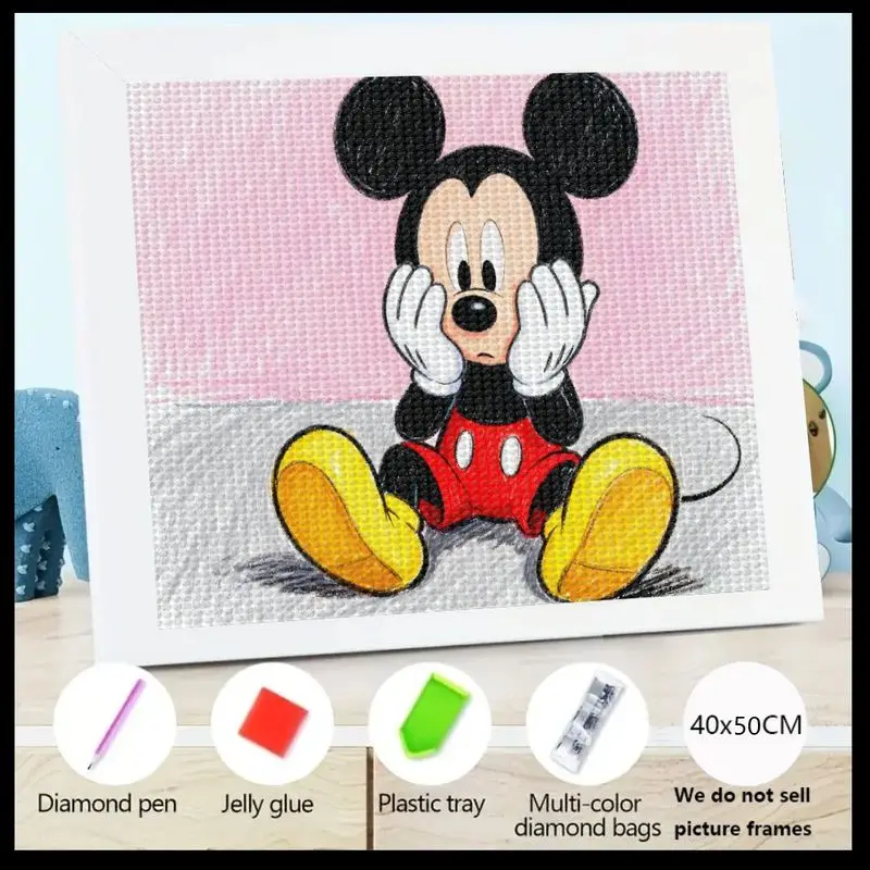 

1 шт. 5D DIY комплект алмазной живописи, милый мультфильм Микки Маус, сидящий позирование, полная дрель, набор для вышивки стразами, 40x50C