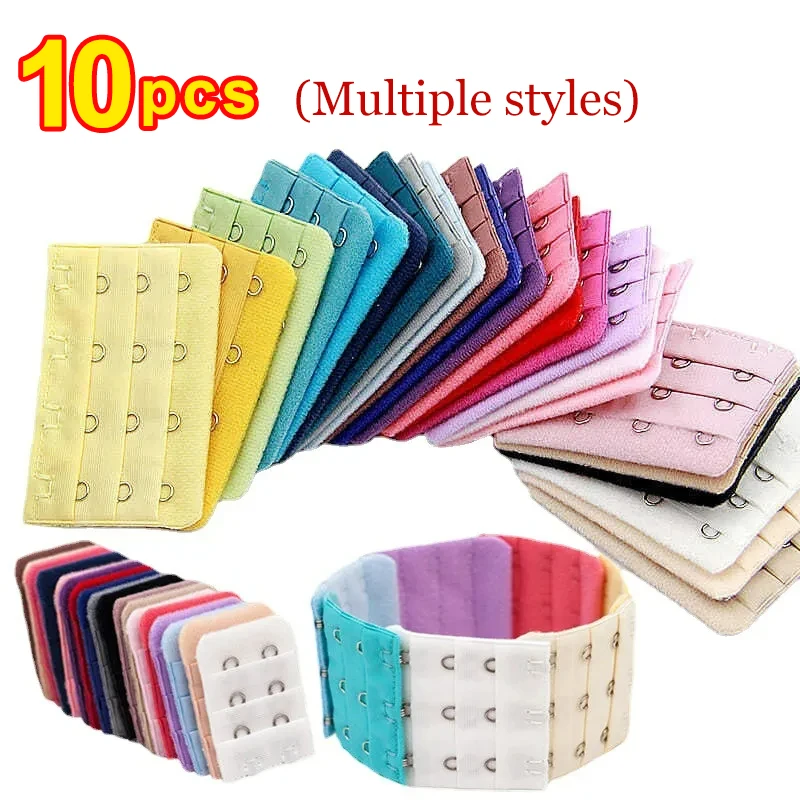 1/10pcs Women Useful Black White Bra Extenders 3 Row Strap Extension Adjustable Belt Handmade Women Bra Buckle Accessories DIY