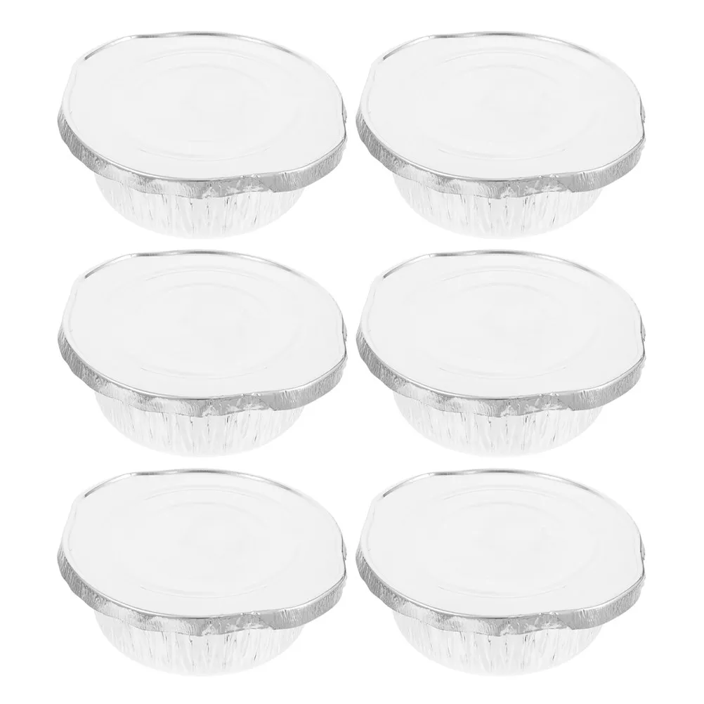 6Pcs Aluminum Foil Pots Disposable with Lids Multi-Function Foil Baking Pans for Bbq Camping Takeout Food Storage