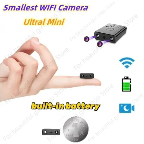 가장 작은 미니 카메라 WIFI 1080P HD 내장 배터리 IP 원격 모니터링 캠코더 IR 야간 투시경 바디 캠 보이지 않는 Espia 캠