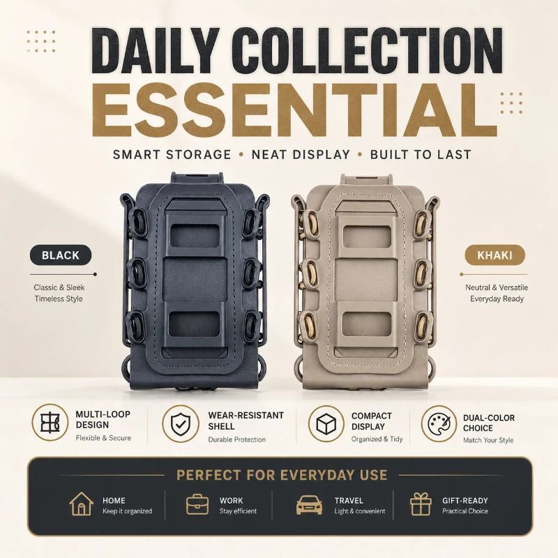 Flexible Side Cord Secured Storage Holder, Portable Webbing‑Attach Case for 5.56 7.62 Specification Outdoor Small Items
