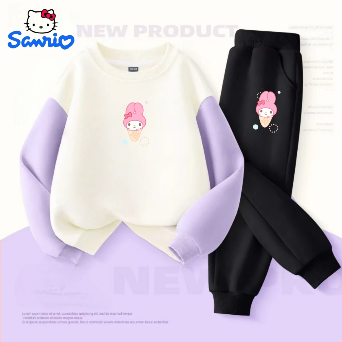 

Sanrio Baby Girl Clothes Set Autumn Kid My Melody Printed Sweatshirts Pullover Top & Pants 2pcs Suit Children Boys Tracksuits