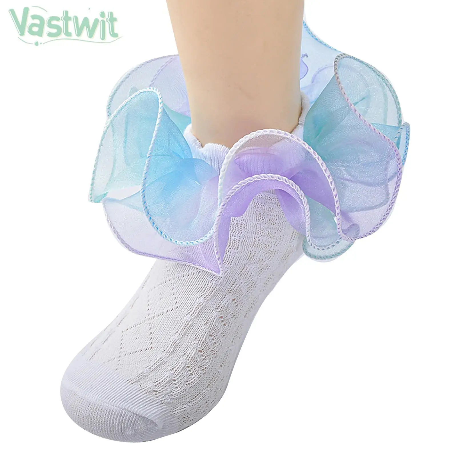 Toddler Baby Girls 1 Pair Cute Princess Socks Gradient Ruffle Cotton Ankle Socks for Daily Dance Wedding Birthday Party Dress