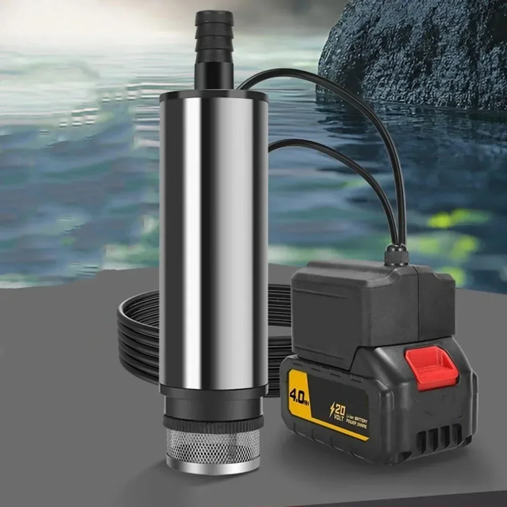 For DAYI Battery Operated Submersible Pump 60W Cordless Water Transfer Pump 3-5m Head 50-80 L/min Flow Stainless Steel
