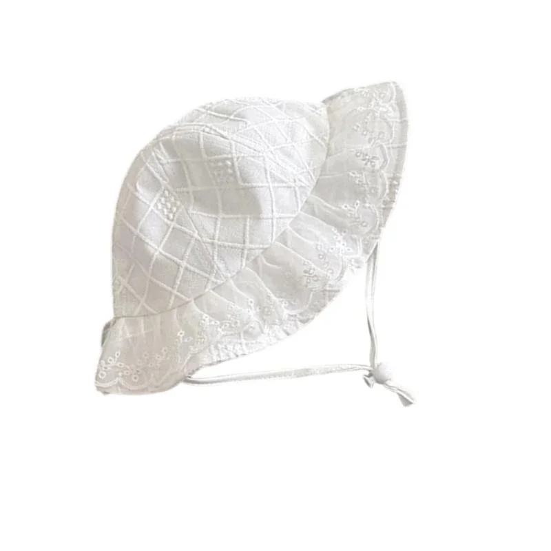 J15U Sombrero ligero vintage para bebé, sombrero de pescador infantil, tocado con detalle de encaje