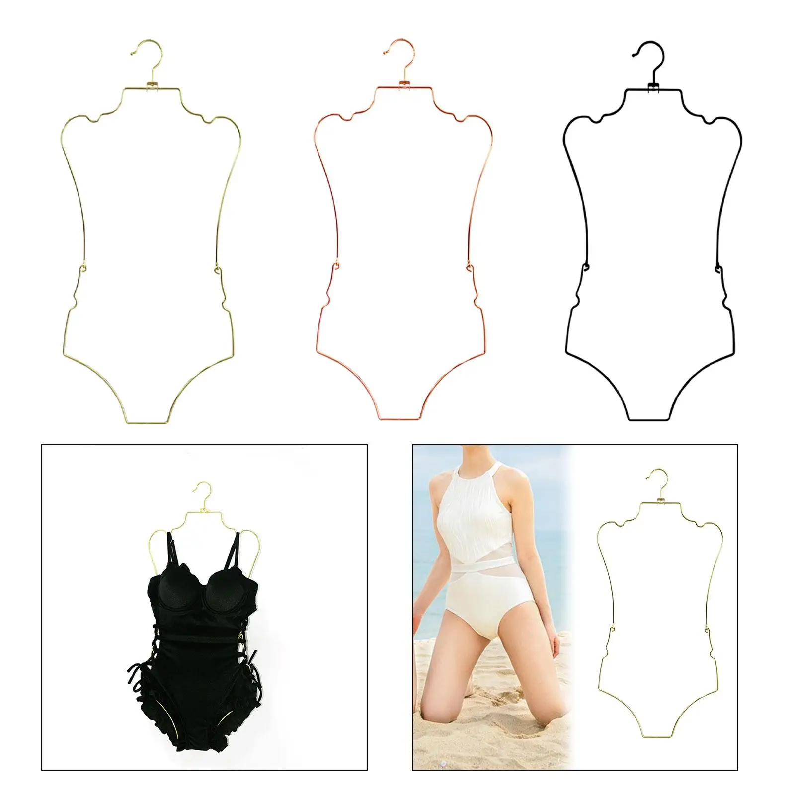 Foldable Bikini Hanger Lingerie Organizer Display Rack Multifunctional Accessories with Swivel Hook for Closet Body Shape