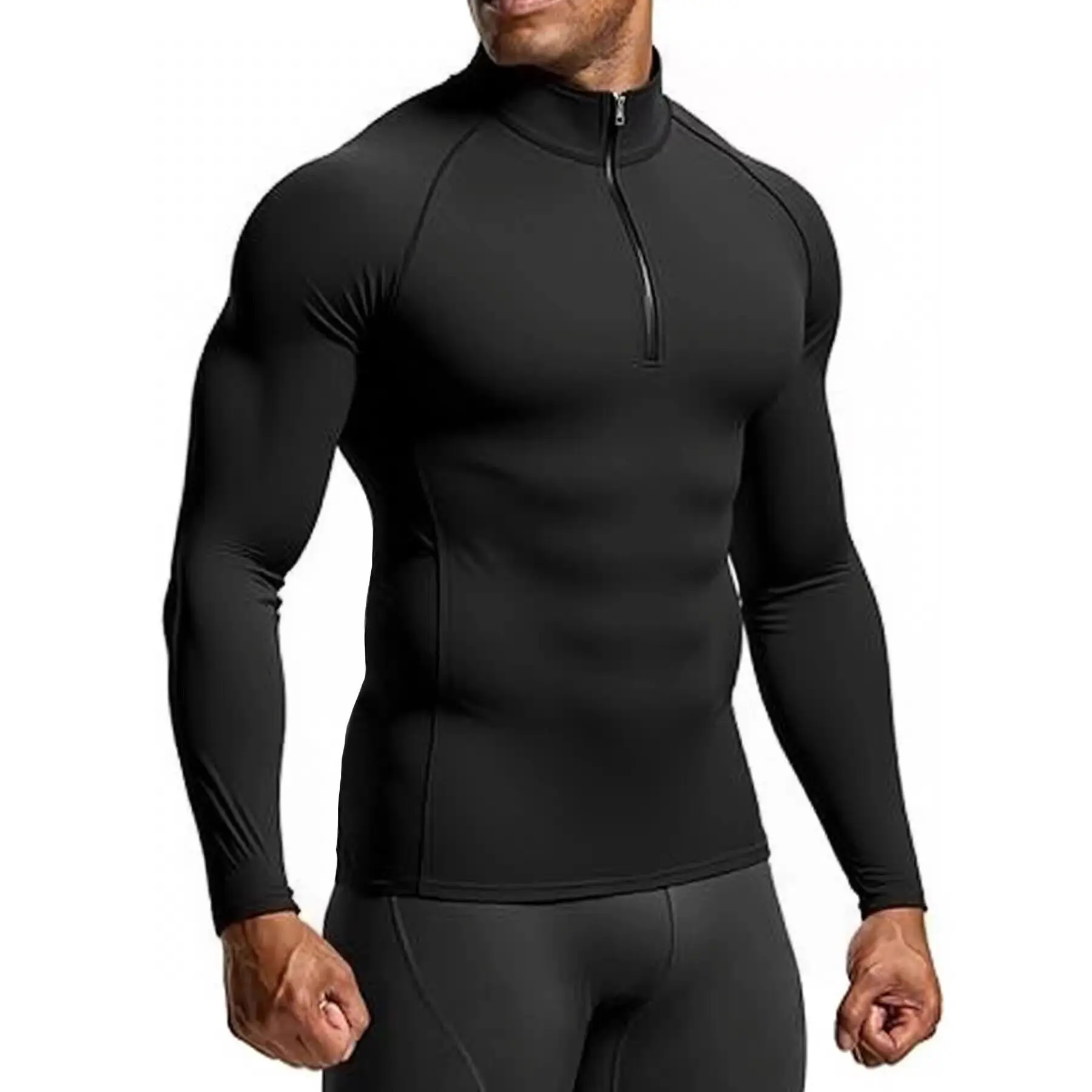 Herren Sportbekleidung Fitness-Shirts Slim Fit Langarm Gym T-Shirt Lauf-Top T-Shirt Trainings-Kompressionskleidung Sport-T-Shirt für Männer – Detail 10