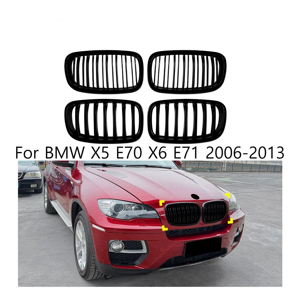 

Car Front Kidney Grille Front Bumper Double Line Racing Grill For BMW X5 E70 X6 E71 2006-2013 Single Line Style Front Grille