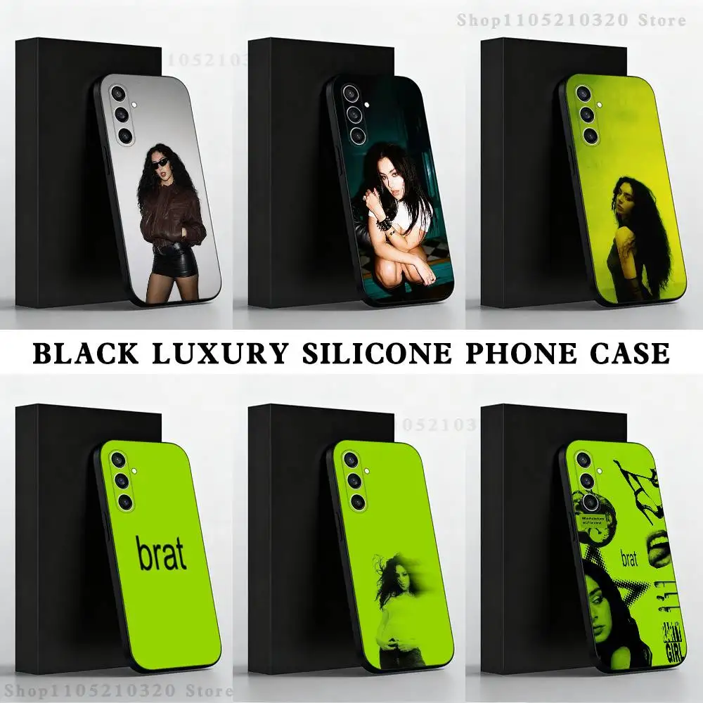 

C-Charli XCX BRAT Phone Case For Samsung S 25,24,23,22,30,21,10,9,Ultra,Plus,Lite,FE,4,5 G Black Soft Case