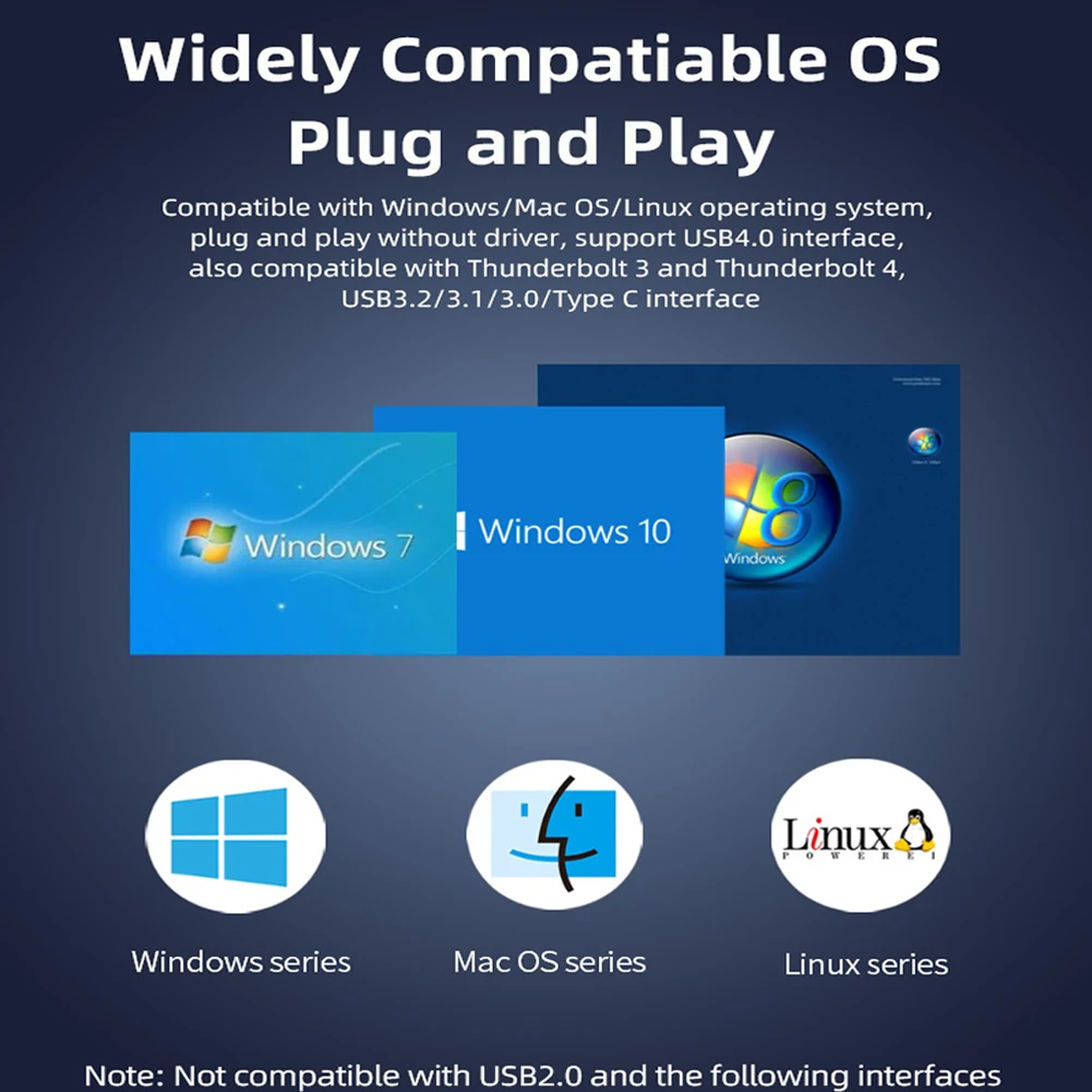 حافظة USB4 40 جيجابت في الثانية NVMe SSD PCIe3.0 x4 من الألومنيوم M2 SSD متوافقة مع Thunderbolt 3 4 USB3.2 USB 3.1 3.0 Type-C