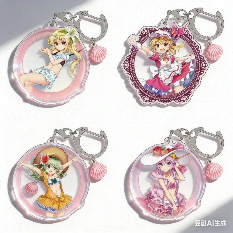 6 سنتيمتر Touhou مشروع أنيمي Yuyuko ماريسا Suika لطيف تأثيري سلسلة مفاتيح مصنوعة من الأكريليك المدرسية قلادة جمع المجوهرات Firend الهدايا