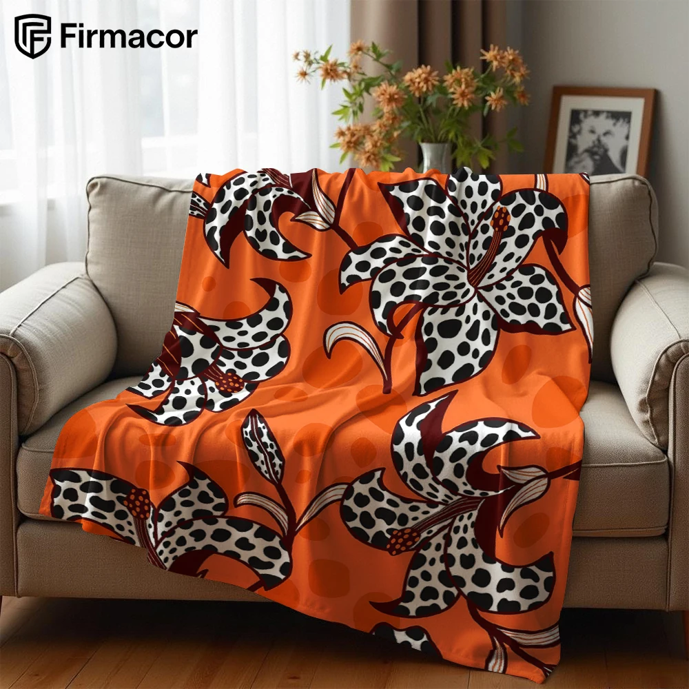 Leopard Print Lilies Lightweight Microfiber Soft Christmas Fleece Blanket Warm Cozy Throw for Bed Sofa Office Travel All Season
