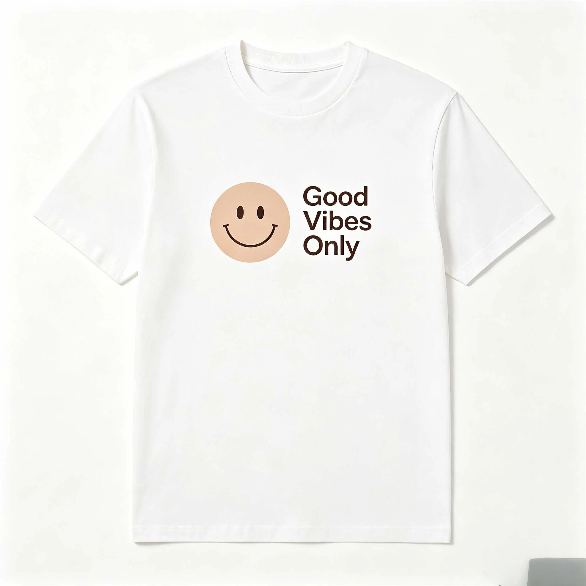 US Local Ship | Summer Quiet Luxury Good Vibes Smile Tee, Warm Glow Natural Craft Casual Oversized Top