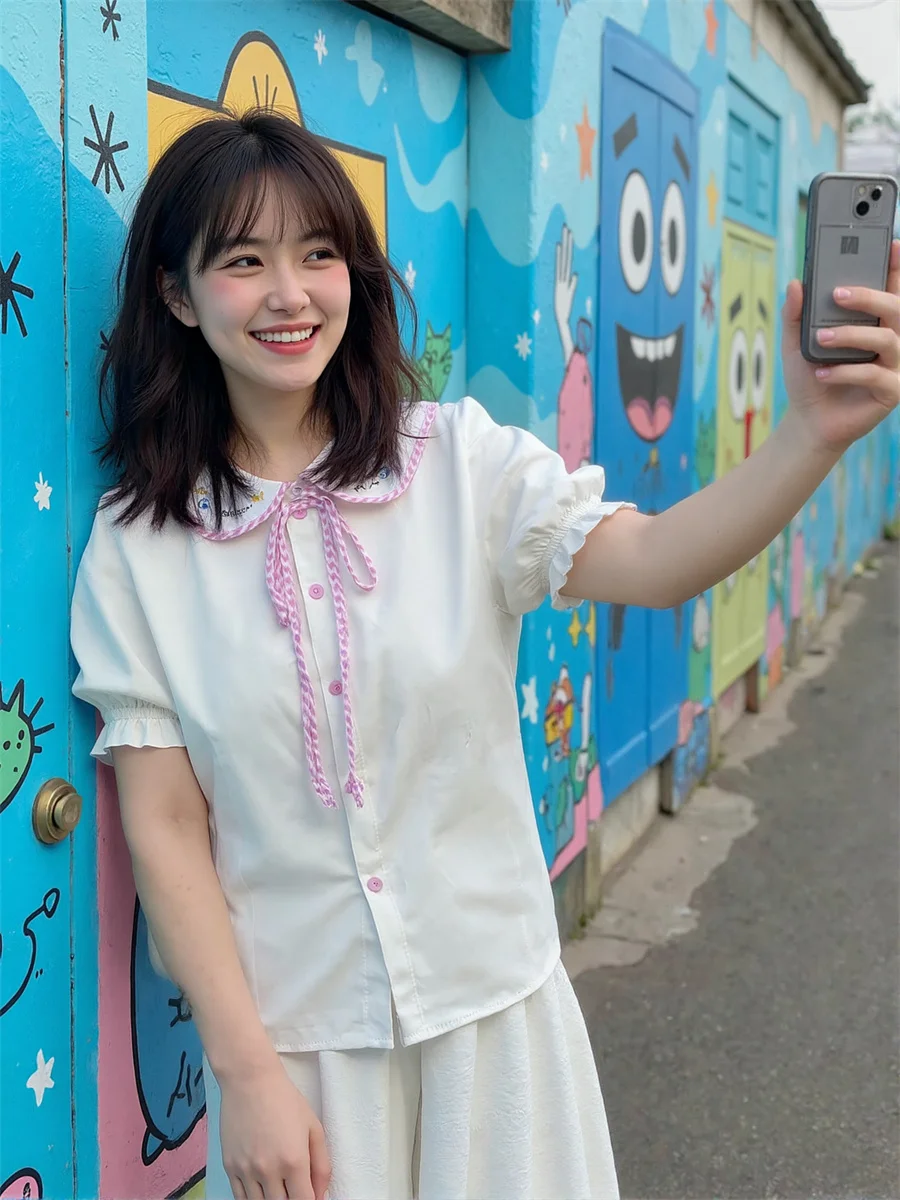 

Women Outerwear White Shirts Shirring Temperament Office Lady Commuting Work Classical Professional Buttons Slim Lightweight