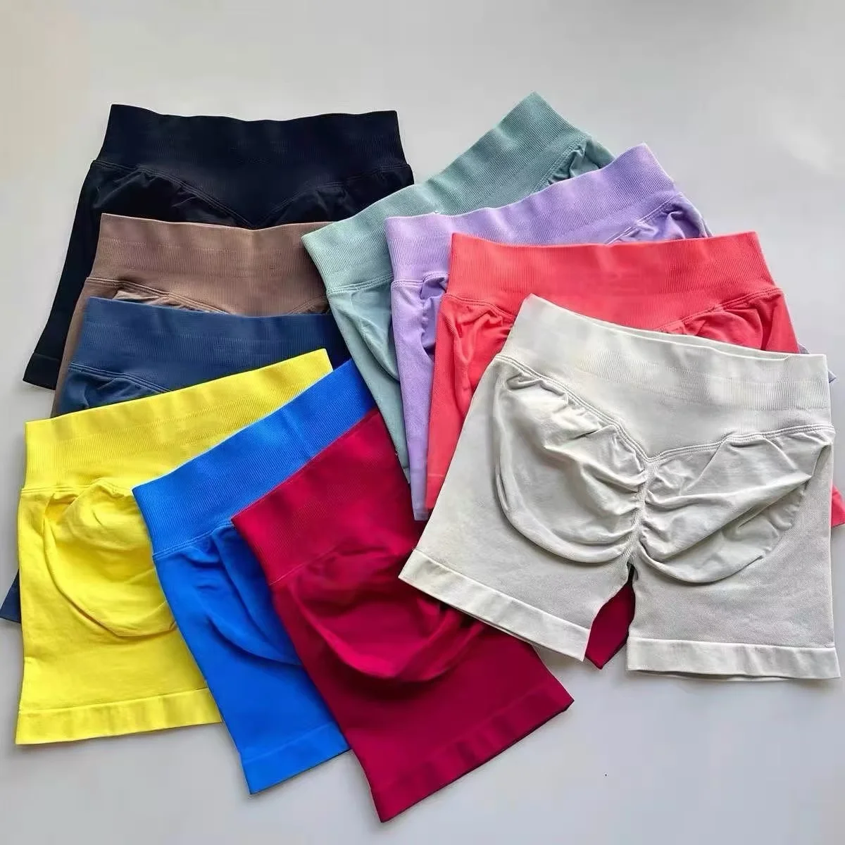 Women's High Waist Yoga Pants Summer Elastic Gym Shorts Peach Butt Lifting Iron Training Sports Three-Point Design