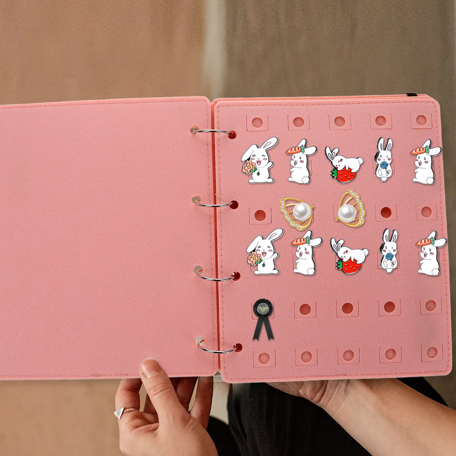 Pin Storage Book Badge Display Booklet Binder Removable Felt Pages Compact Elegant Solution Pins Jewelry Charms