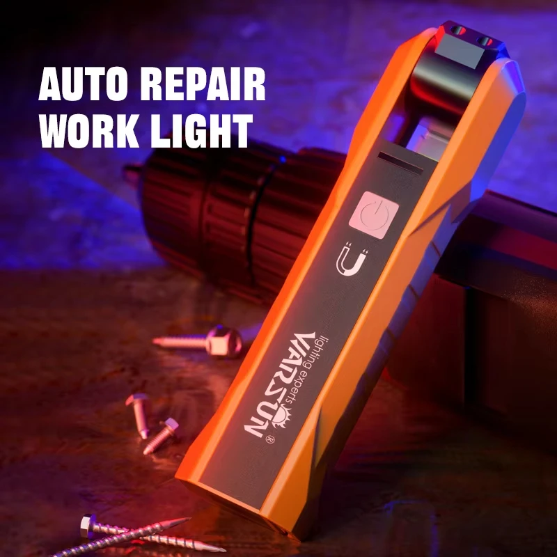 WARSUN X303 Rechargeable COB Work Light, Powerful Magnetic LED Inspection Lamp with Flashlight and Emergency Warning Light for C